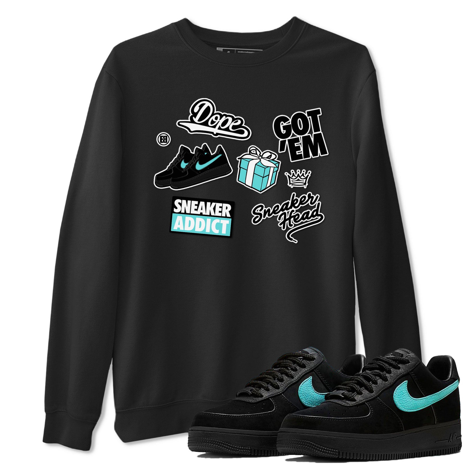 Air Force 1 x Tiffany shirt to match jordans Sneakerhead Sticker sneaker tees Air Force 1 Tiffany SNRT Sneaker Release Tees unisex cotton Black 1 crew neck shirt