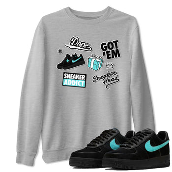 Air Force 1 x Tiffany shirt to match jordans Sneakerhead Sticker sneaker tees Air Force 1 Tiffany SNRT Sneaker Release Tees unisex cotton Heather Grey 1 crew neck shirt