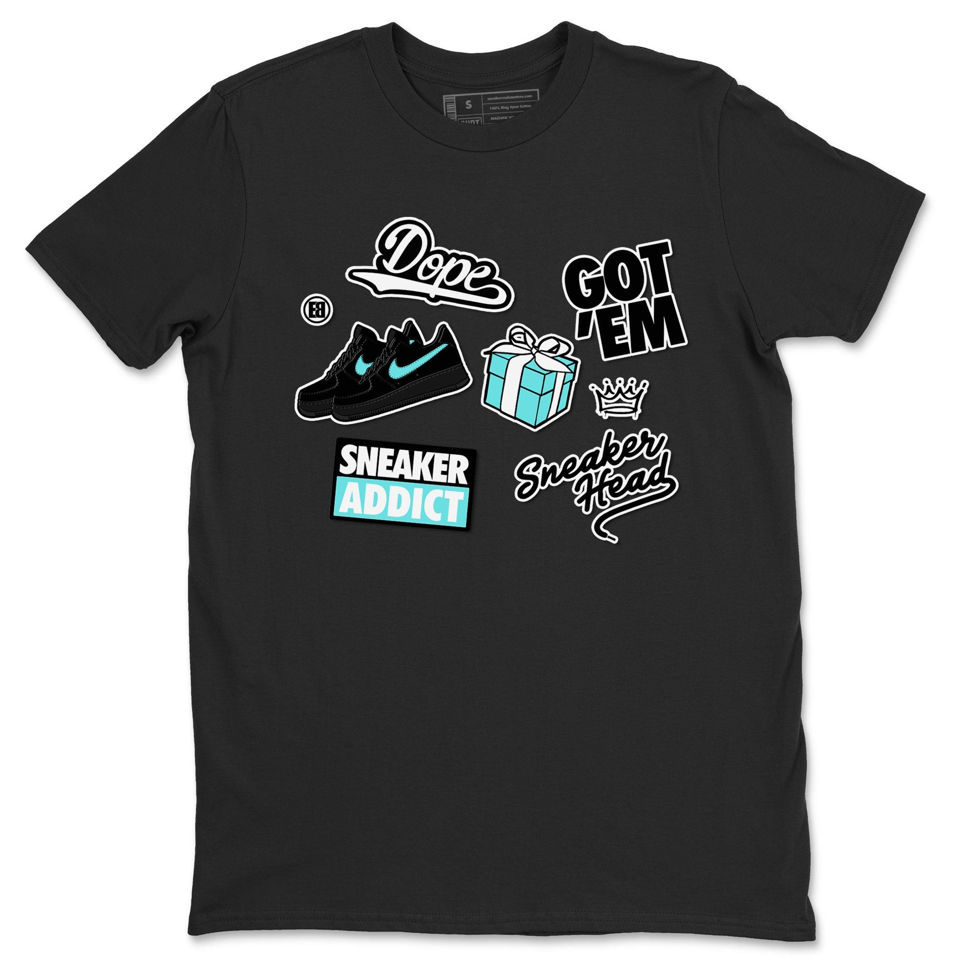Air Force 1 x Tiffany shirt to match jordans Sneakerhead Sticker sneaker tees Air Force 1 Tiffany SNRT Sneaker Release Tees unisex cotton Black 2 crew neck shirt