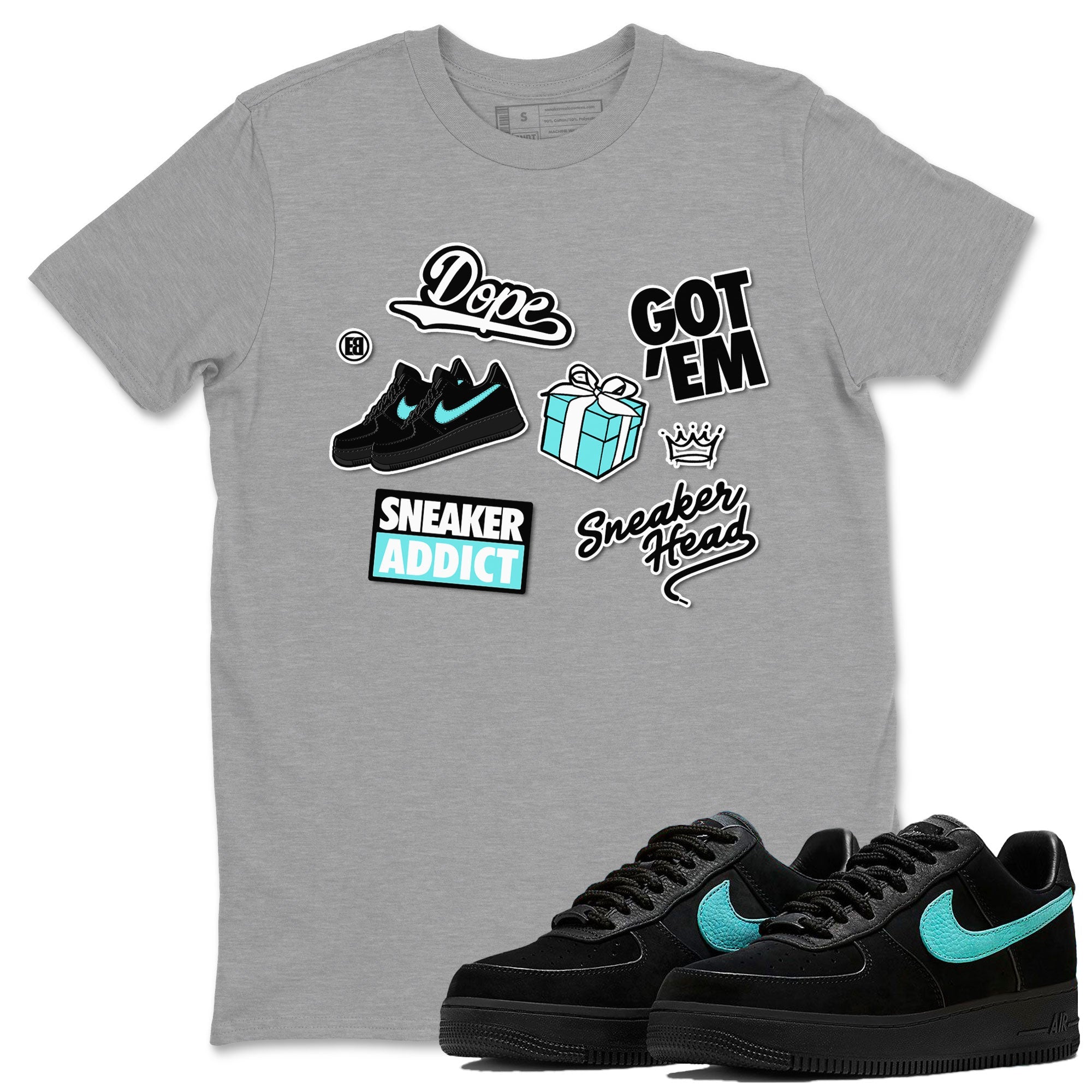Air Force 1 x Tiffany shirt to match jordans Sneakerhead Sticker sneaker tees Air Force 1 Tiffany SNRT Sneaker Release Tees unisex cotton Heather Grey 1 crew neck shirt