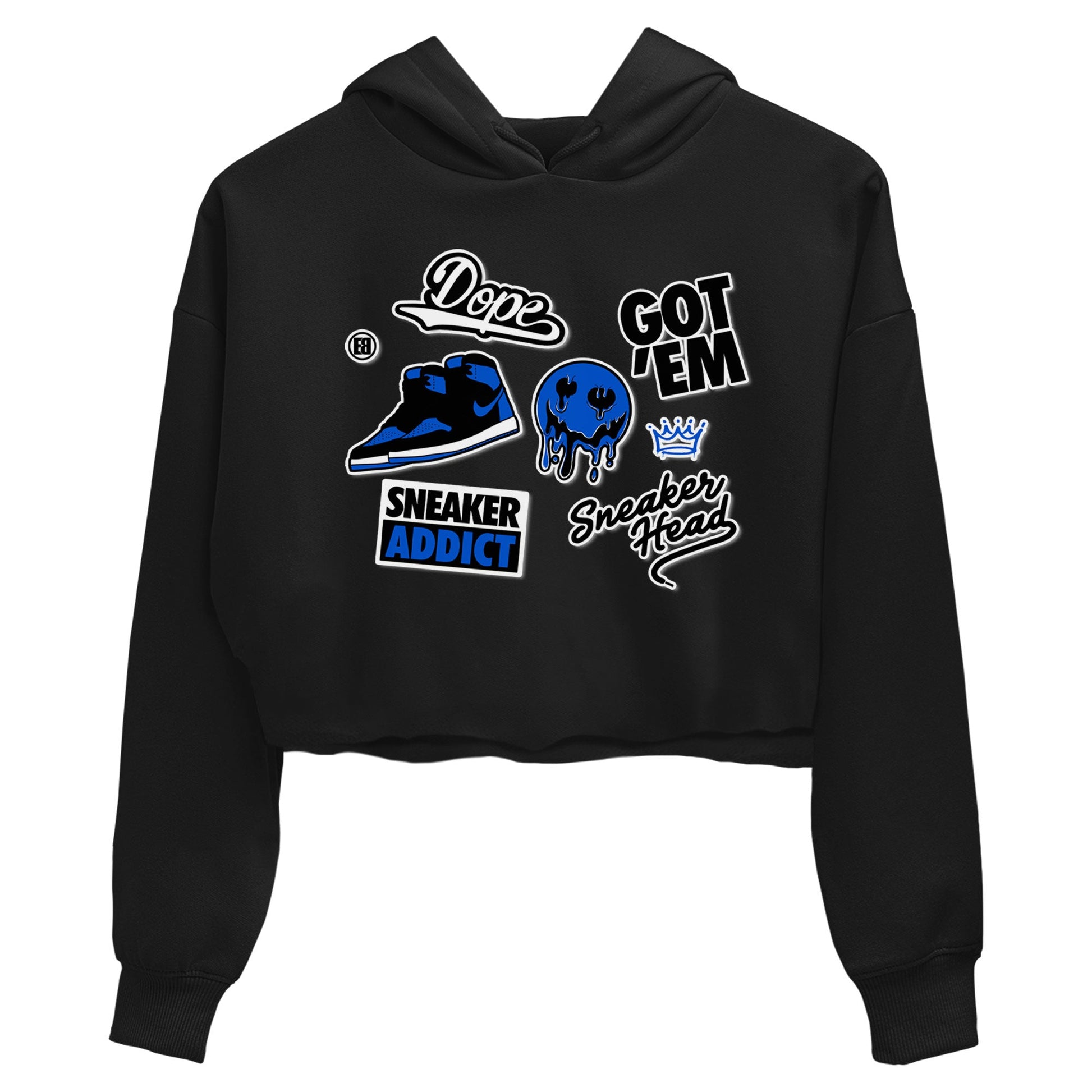 Jordan 1 Retro High OG Royal Reimagined shirt to match jordans Sneakerhead Sticker sneaker matching tees Air Jordan 1 Royal Reimagined SNRT Sneaker Tees Black 2 Crop T-Shirt