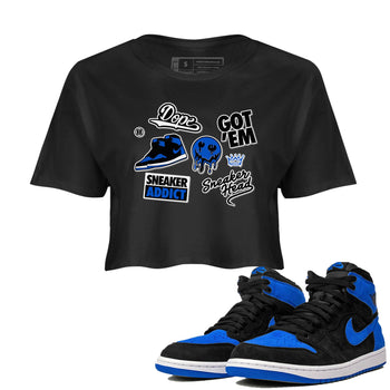 Jordan 1 Retro High OG Royal Reimagined shirt to match jordans Sneakerhead Sticker sneaker matching tees Air Jordan 1 Royal Reimagined SNRT Sneaker Tees Black 1 Crop T-Shirt