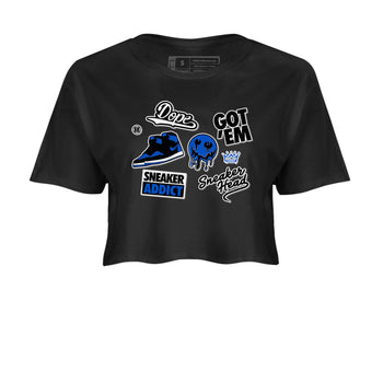 Jordan 1 Retro High OG Royal Reimagined shirt to match jordans Sneakerhead Sticker sneaker matching tees Air Jordan 1 Royal Reimagined SNRT Sneaker Tees Black 2 Crop T-Shirt