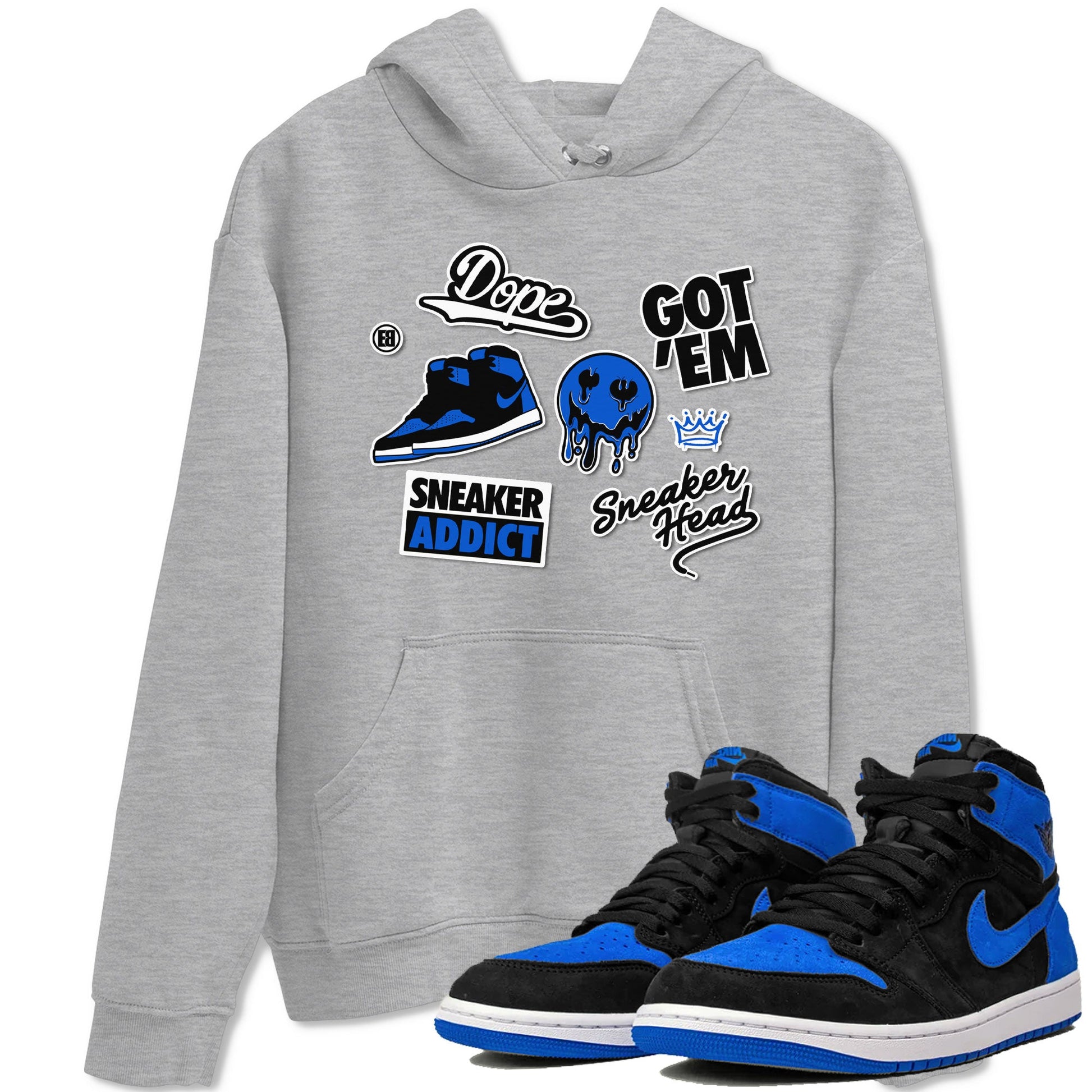 Jordan 1 Retro High OG Royal Reimagined shirt to match jordans Sneakerhead Sticker sneaker matching tees Air Jordan 1 Royal Reimagined SNRT Sneaker Tees Unisex Heather Grey 1 T-Shirt