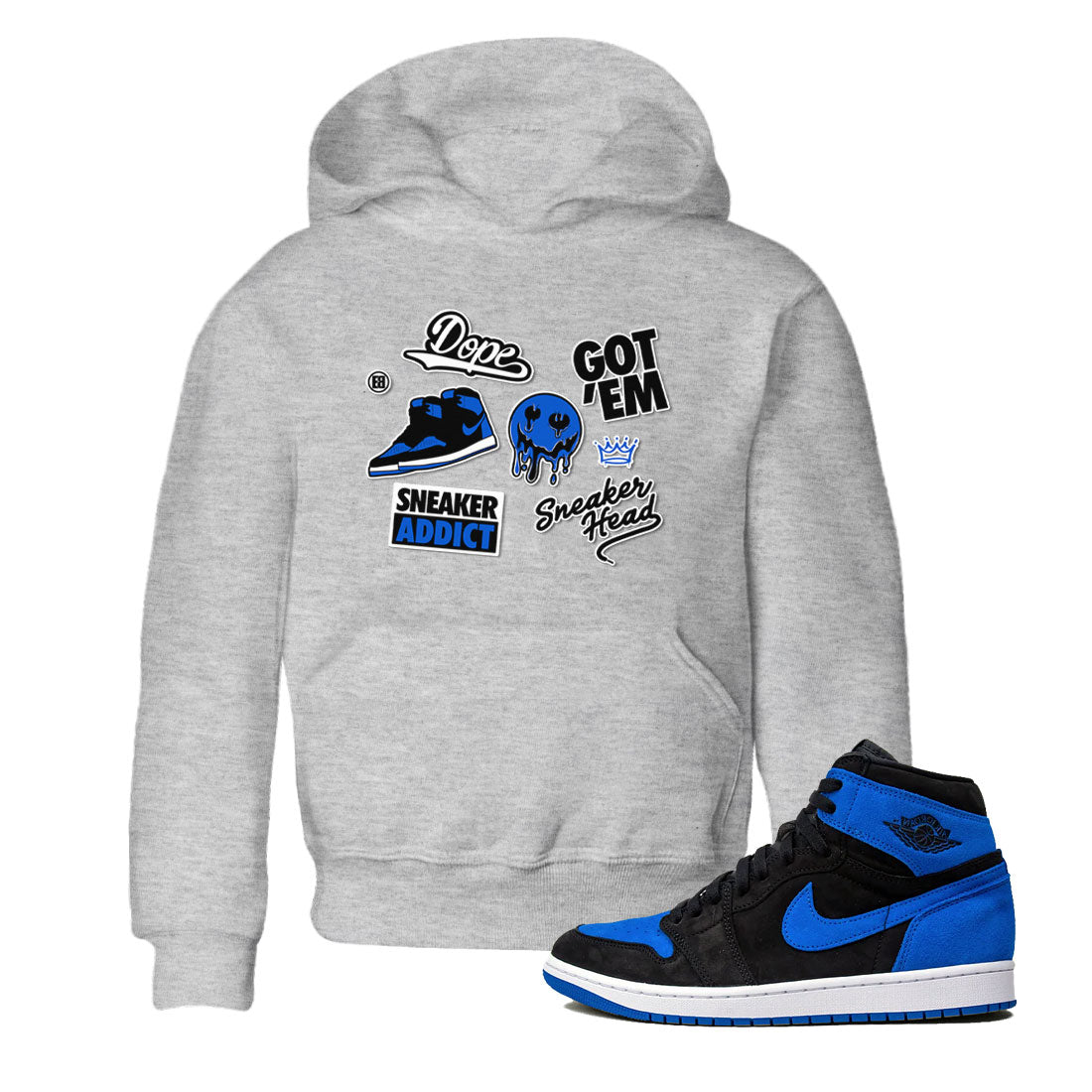 Jordan 1 Retro High OG Royal Reimagined shirt to match jordans Sneakerhead Sticker sneaker matching tees Air Jordan 1 Royal Reimagined SNRT Sneaker Tees Baby Toddler Heather Grey 1 T-Shirt