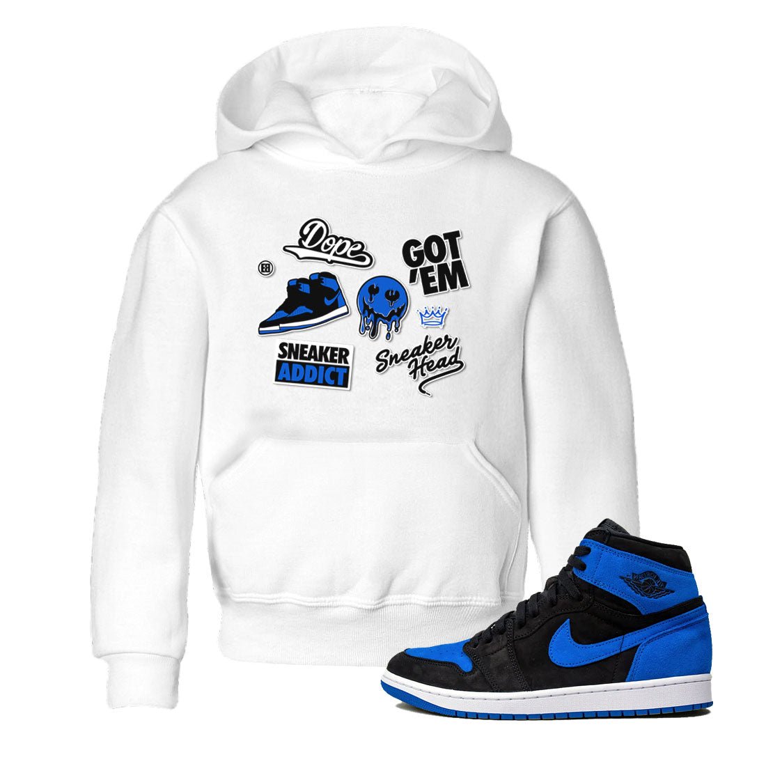 Jordan 1 Retro High OG Royal Reimagined shirt to match jordans Sneakerhead Sticker sneaker matching tees Air Jordan 1 Royal Reimagined SNRT Sneaker Tees Baby Toddler White 1 T-Shirt