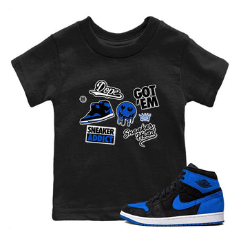 Jordan 1 Retro High OG Royal Reimagined shirt to match jordans Sneakerhead Sticker sneaker matching tees Air Jordan 1 Royal Reimagined SNRT Sneaker Tees Baby Toddler Black 1 T-Shirt