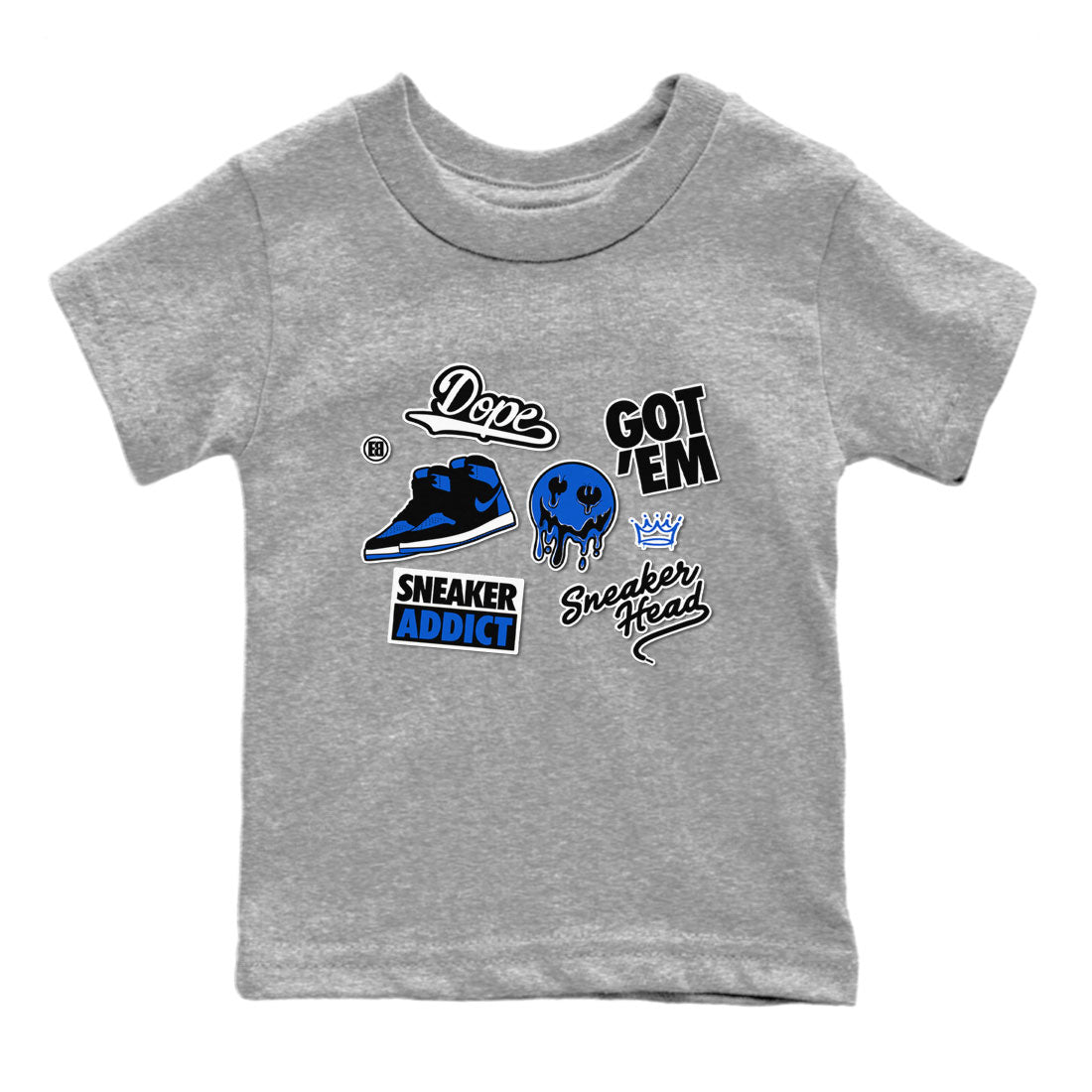 Jordan 1 Retro High OG Royal Reimagined shirt to match jordans Sneakerhead Sticker sneaker matching tees Air Jordan 1 Royal Reimagined SNRT Sneaker Tees Baby Toddler Heather Grey 2 T-Shirt