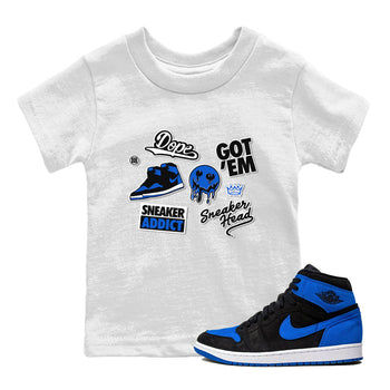 Jordan 1 Retro High OG Royal Reimagined shirt to match jordans Sneakerhead Sticker sneaker matching tees Air Jordan 1 Royal Reimagined SNRT Sneaker Tees Baby Toddler White 1 T-Shirt