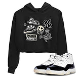 Jordan Rero 11 Gratitude shirt to match jordans Sneakerhead Sticker sneaker matching tees Air Jordan 11 Gratitude SNRT Sneaker Tees Black 1 Crop T-Shirt