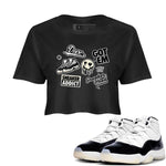 Jordan Rero 11 Gratitude shirt to match jordans Sneakerhead Sticker sneaker matching tees Air Jordan 11 Gratitude SNRT Sneaker Tees Black 1 Crop T-Shirt