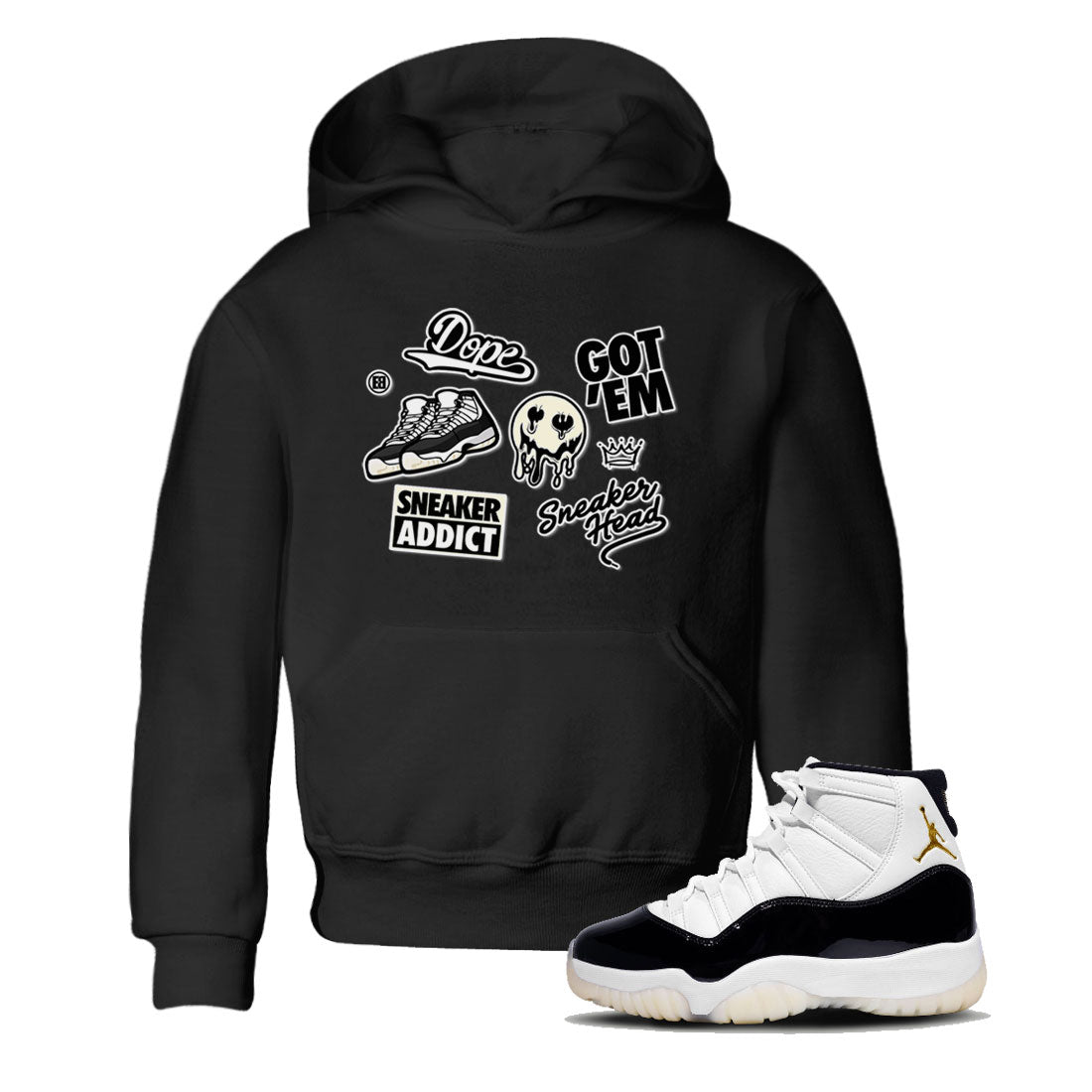 Jordan Rero 11 Gratitude shirt to match jordans Sneakerhead Sticker sneaker matching tees Air Jordan 11 Gratitude SNRT Sneaker Tees Baby Toddler Black 1 T-Shirt
