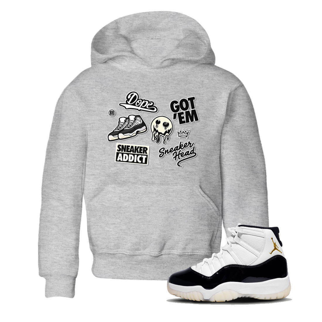 Jordan Rero 11 Gratitude shirt to match jordans Sneakerhead Sticker sneaker matching tees Air Jordan 11 Gratitude SNRT Sneaker Tees Baby Toddler Heather Grey 1 T-Shirt