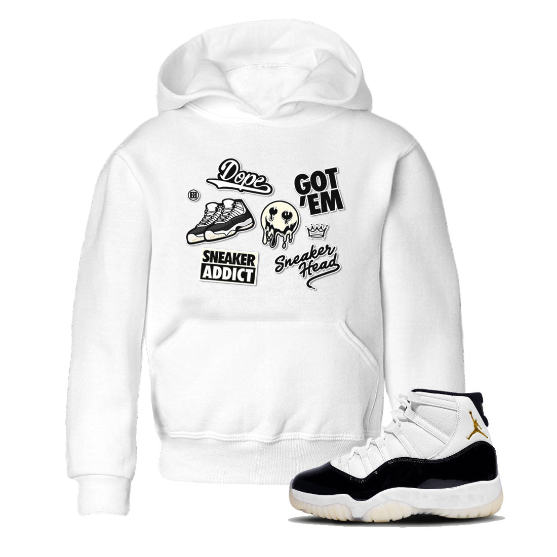 Jordan Rero 11 Gratitude shirt to match jordans Sneakerhead Sticker sneaker matching tees Air Jordan 11 Gratitude SNRT Sneaker Tees Baby Toddler White 1 T-Shirt