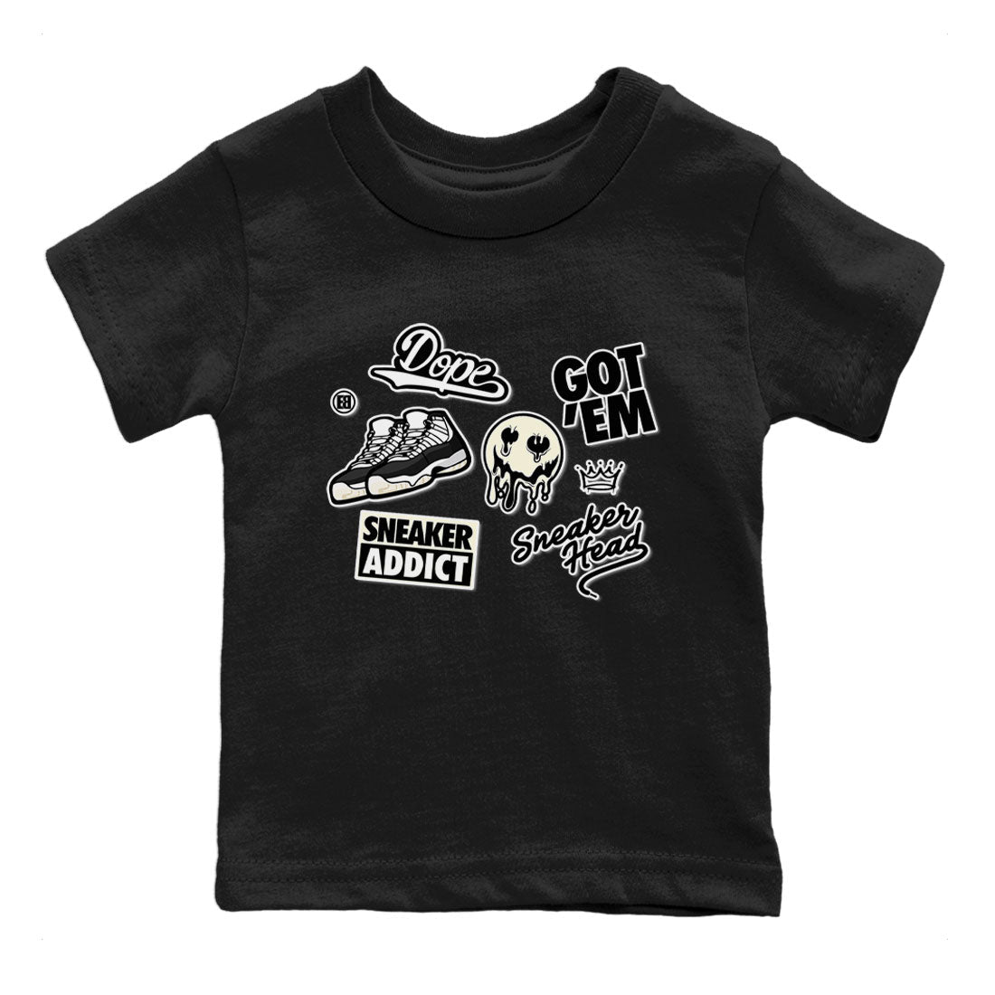Jordan Rero 11 Gratitude shirt to match jordans Sneakerhead Sticker sneaker matching tees Air Jordan 11 Gratitude SNRT Sneaker Tees Baby Toddler Black 2 T-Shirt
