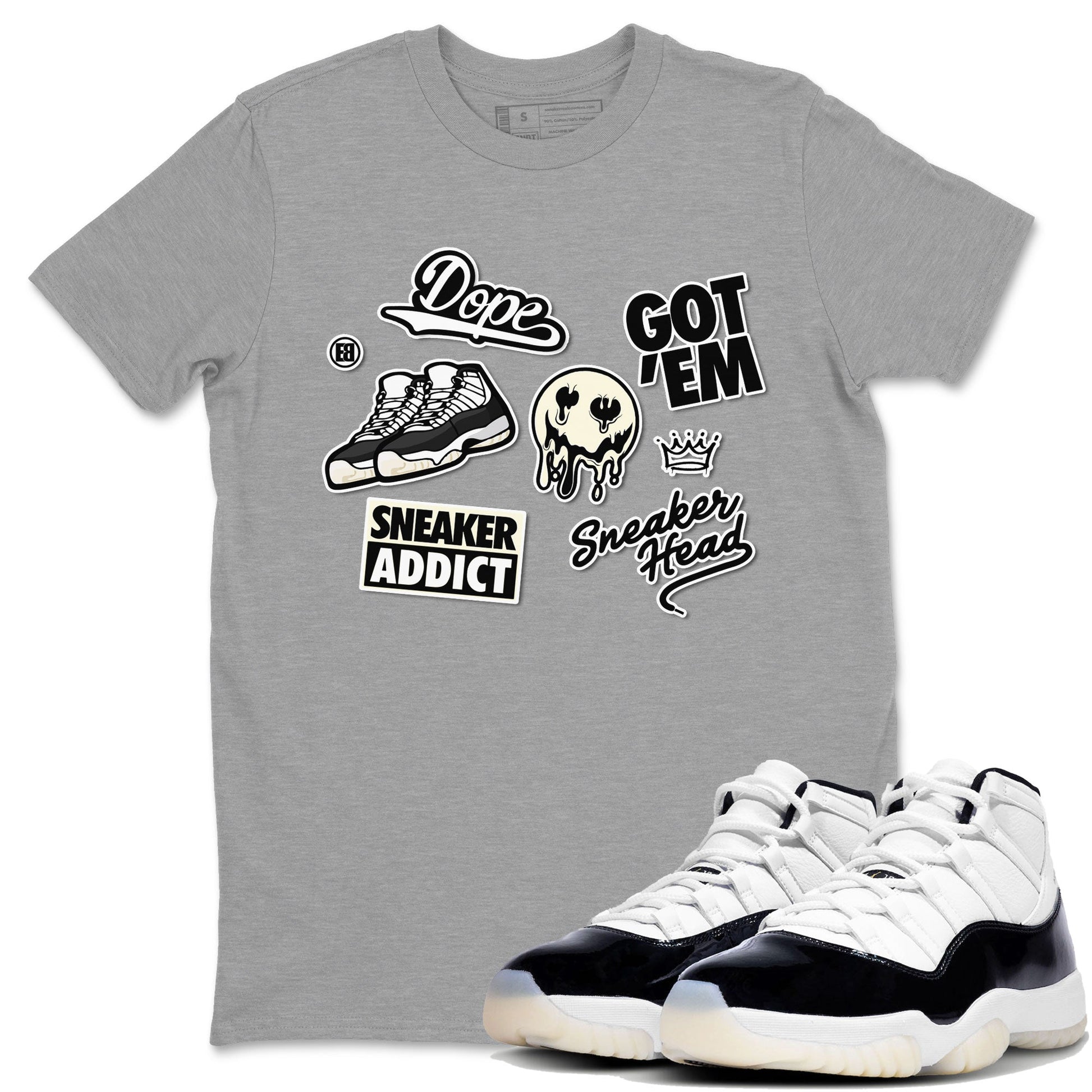 Jordan Rero 11 Gratitude shirt to match jordans Sneakerhead Sticker sneaker matching tees Air Jordan 11 Gratitude SNRT Sneaker Tees Unisex Heather Grey 1 T-Shirt