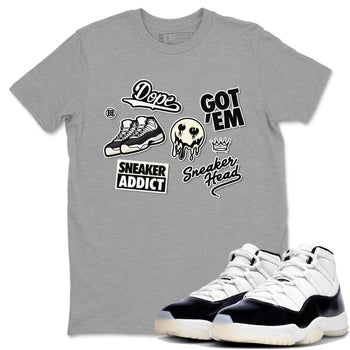 Jordan Rero 11 Gratitude shirt to match jordans Sneakerhead Sticker sneaker matching tees Air Jordan 11 Gratitude SNRT Sneaker Tees Unisex Heather Grey 1 T-Shirt