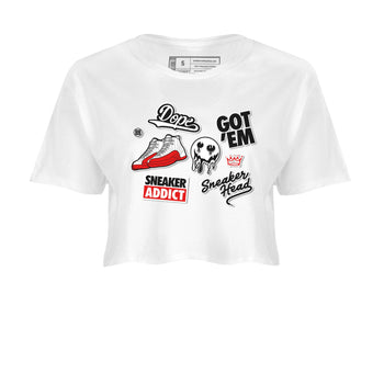 Air Jordan 12 Cherry shirt to match jordans Sneakerhead Sticker sneaker matching tees 12s Cherry SNRT Sneaker Tees White 2 Crop T-Shirt