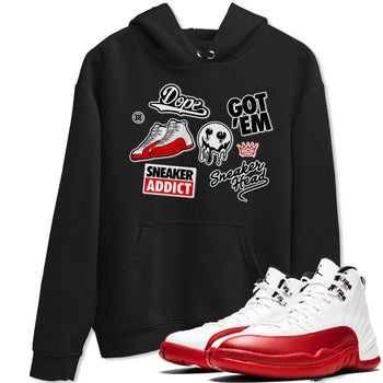 Air Jordan 12 Cherry shirt to match jordans Sneakerhead Sticker sneaker matching tees 12s Cherry SNRT Sneaker Tees Unisex Black 1 T-Shirt