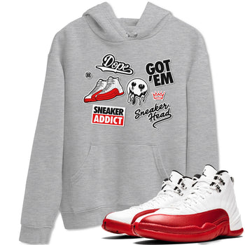 Air Jordan 12 Cherry shirt to match jordans Sneakerhead Sticker sneaker matching tees 12s Cherry SNRT Sneaker Tees Unisex Heather Grey 1 T-Shirt