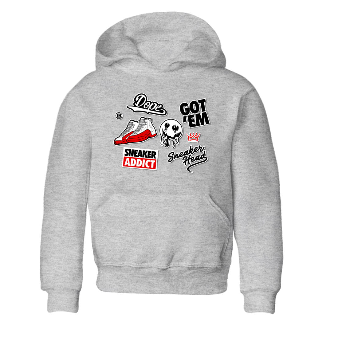 Air Jordan 12 Cherry shirt to match jordans Sneakerhead Sticker sneaker matching tees 12s Cherry SNRT Sneaker Tees Baby Toddler Heather Grey 2 T-Shirt