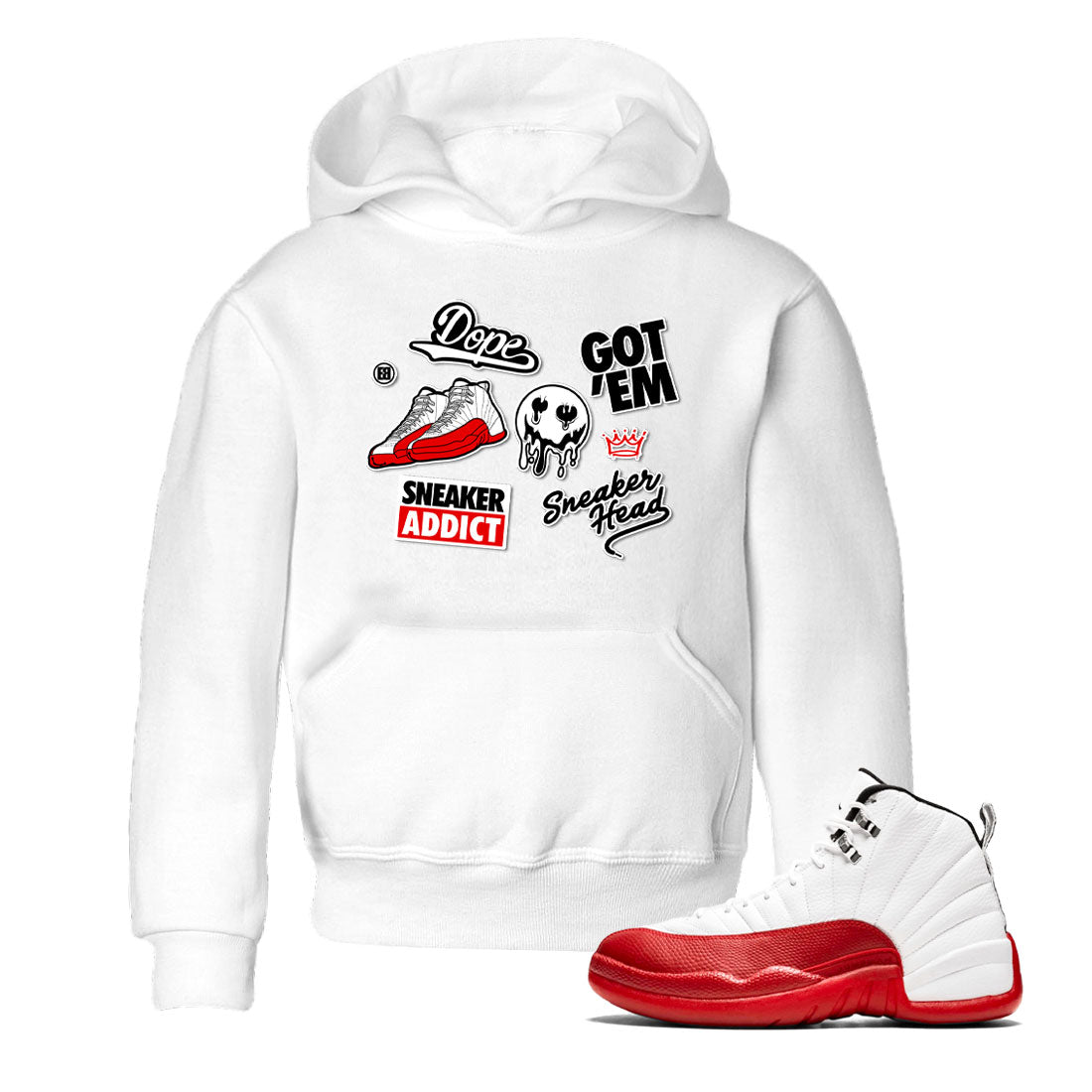 Air Jordan 12 Cherry shirt to match jordans Sneakerhead Sticker sneaker matching tees 12s Cherry SNRT Sneaker Tees Baby Toddler White 1 T-Shirt