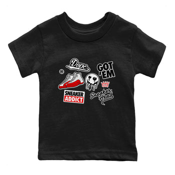 Air Jordan 12 Cherry shirt to match jordans Sneakerhead Sticker sneaker matching tees 12s Cherry SNRT Sneaker Tees Baby Toddler Black 2 T-Shirt
