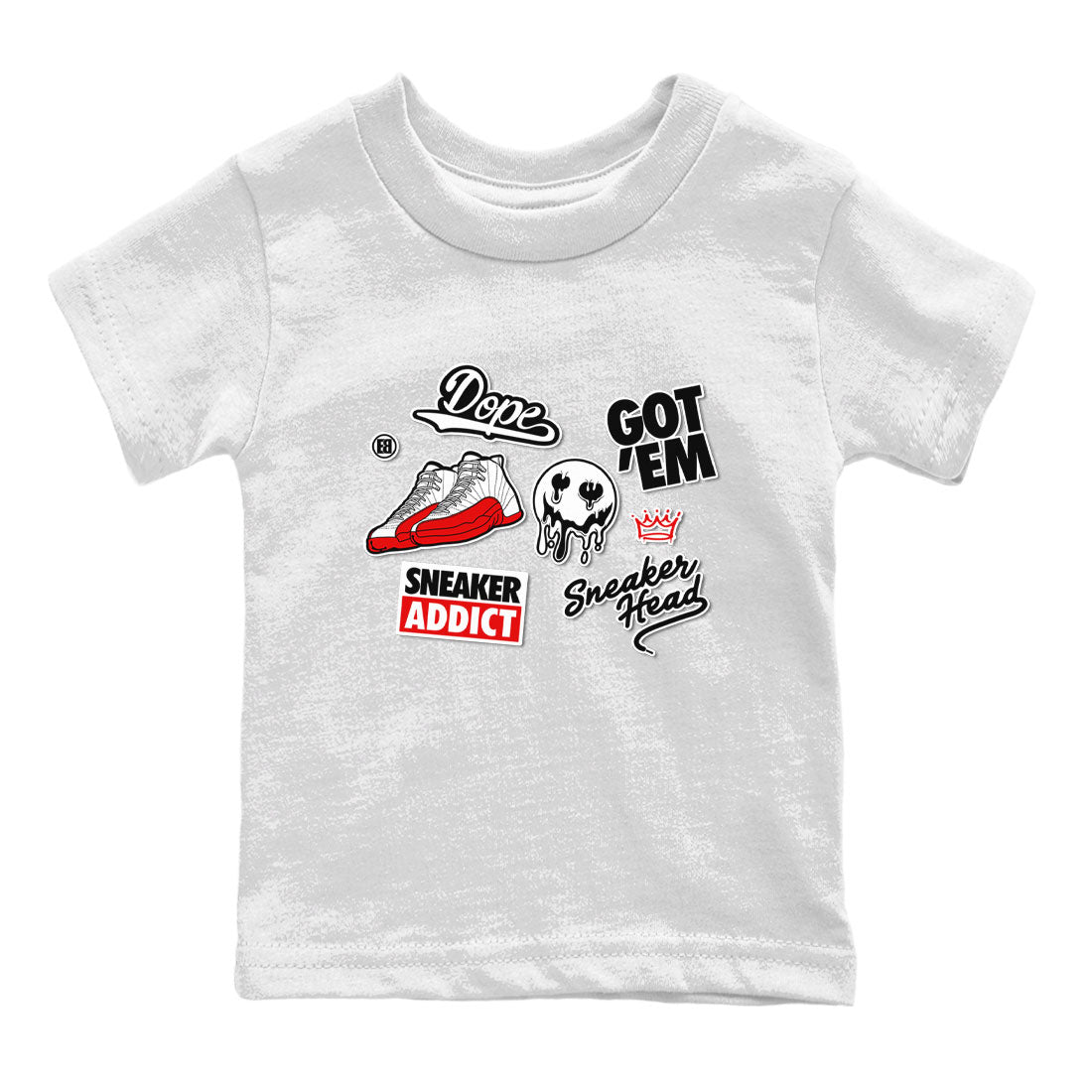 Air Jordan 12 Cherry shirt to match jordans Sneakerhead Sticker sneaker matching tees 12s Cherry SNRT Sneaker Tees Baby Toddler White 2 T-Shirt