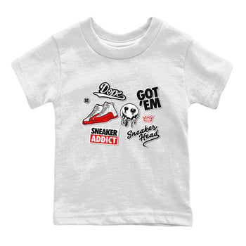 Air Jordan 12 Cherry shirt to match jordans Sneakerhead Sticker sneaker matching tees 12s Cherry SNRT Sneaker Tees Baby Toddler White 2 T-Shirt
