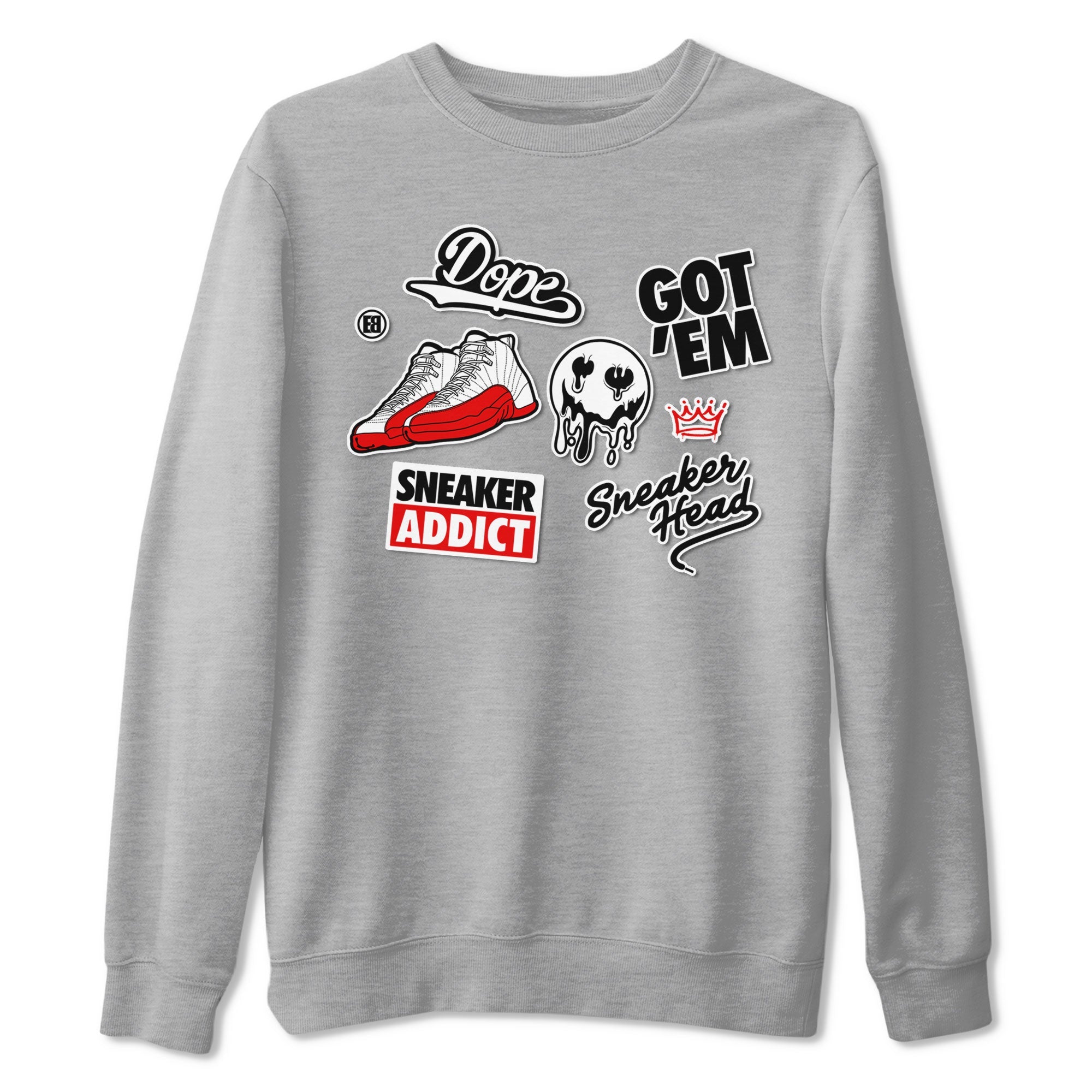Air Jordan 12 Cherry shirt to match jordans Sneakerhead Sticker sneaker matching tees 12s Cherry SNRT Sneaker Tees Unisex Heather Grey 2 T-Shirt