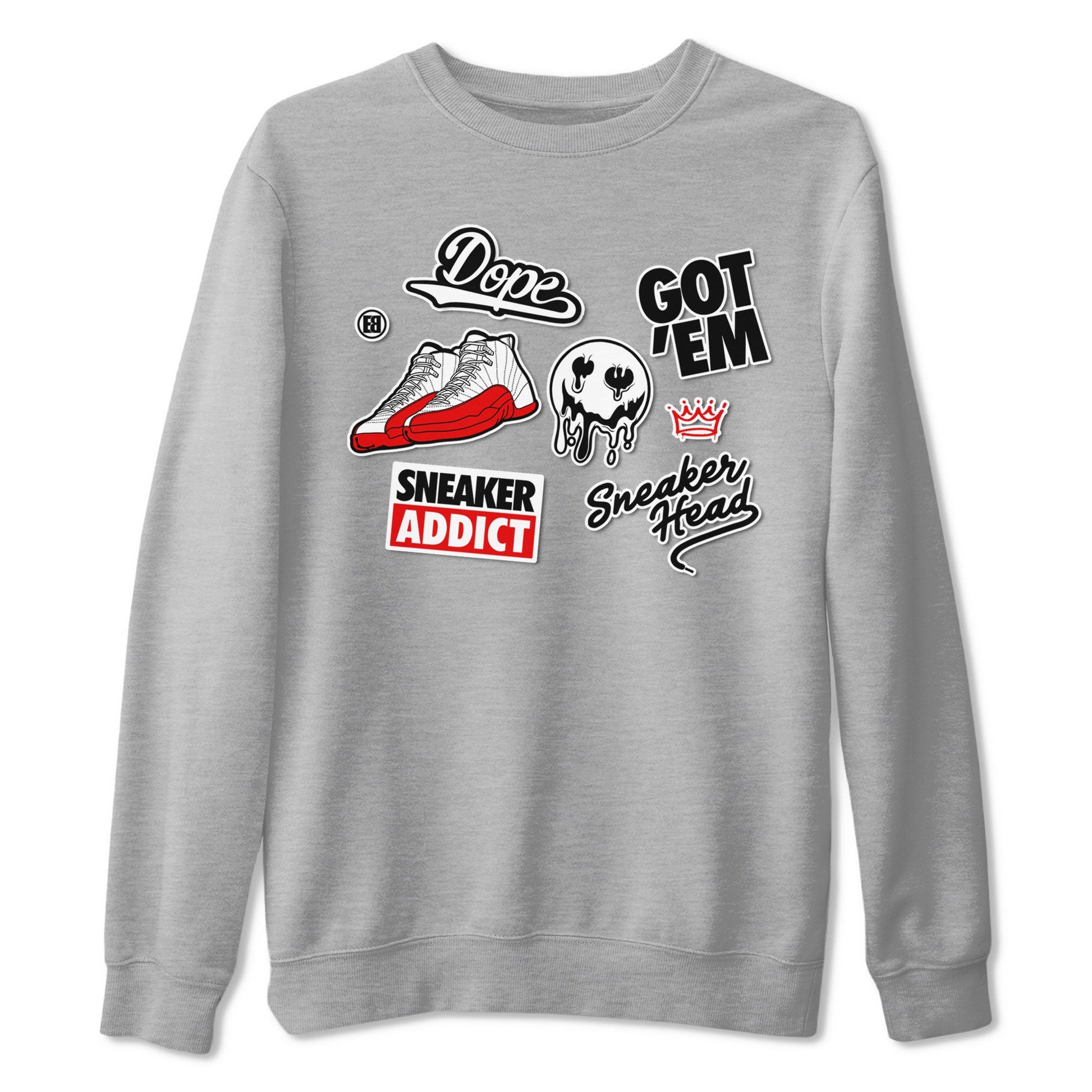 Air Jordan 12 Cherry shirt to match jordans Sneakerhead Sticker sneaker matching tees 12s Cherry SNRT Sneaker Tees Unisex Heather Grey 2 T-Shirt