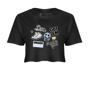 13s Blue Grey shirt to match jordans Sneakerhead Sticker sneaker tees Air Jordan 13 Retro Blue Grey SNRT Sneaker Release Tees Black 2 crop length shirt