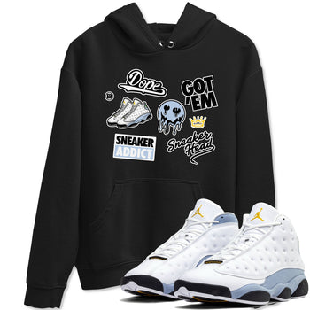 13s Blue Grey shirt to match jordans Sneakerhead Sticker sneaker tees Air Jordan 13 Retro Blue Grey SNRT Sneaker Release Tees unisex cotton Black 1 crew neck shirt