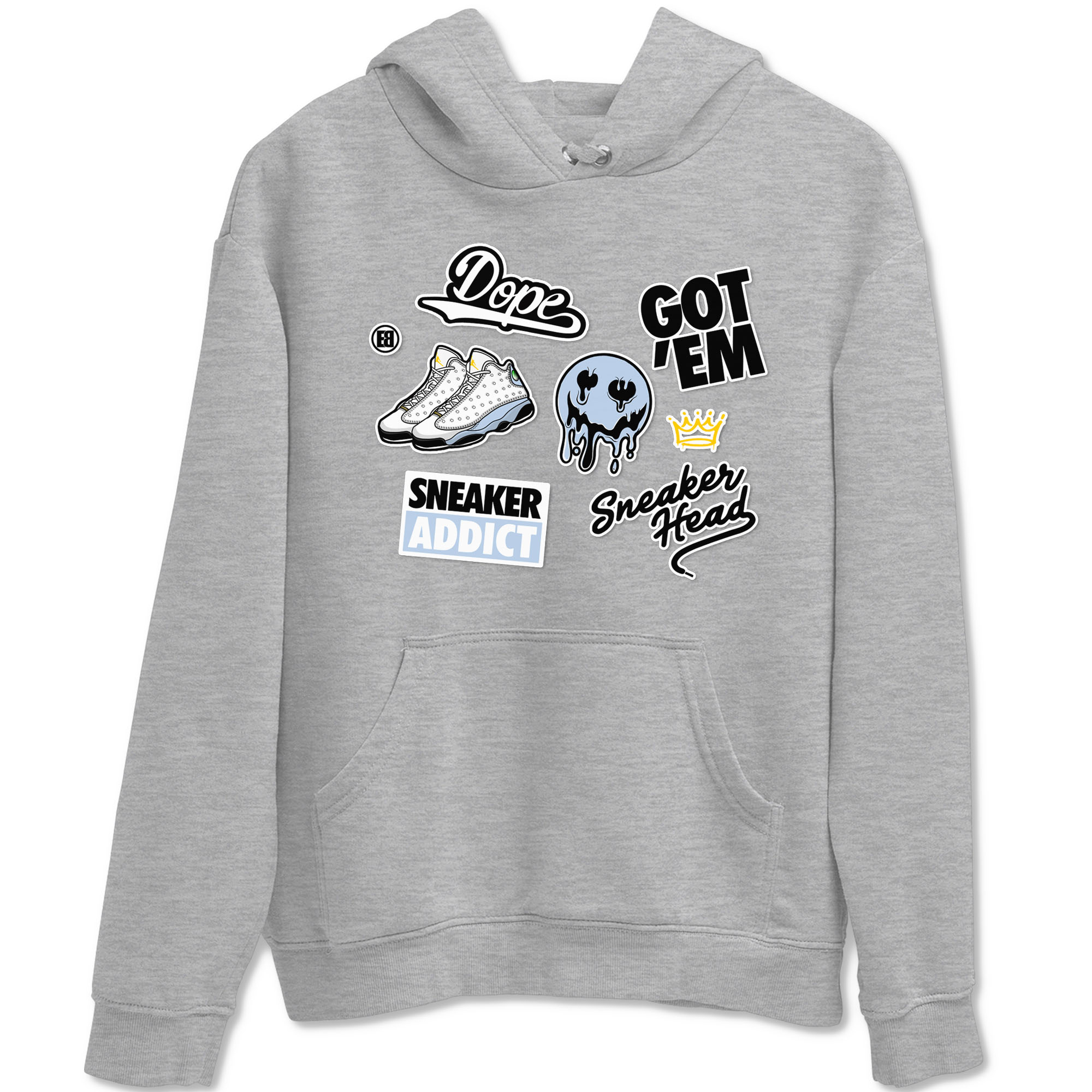 13s Blue Grey shirt to match jordans Sneakerhead Sticker sneaker tees Air Jordan 13 Retro Blue Grey SNRT Sneaker Release Tees unisex cotton Heather Grey 2 crew neck shirt