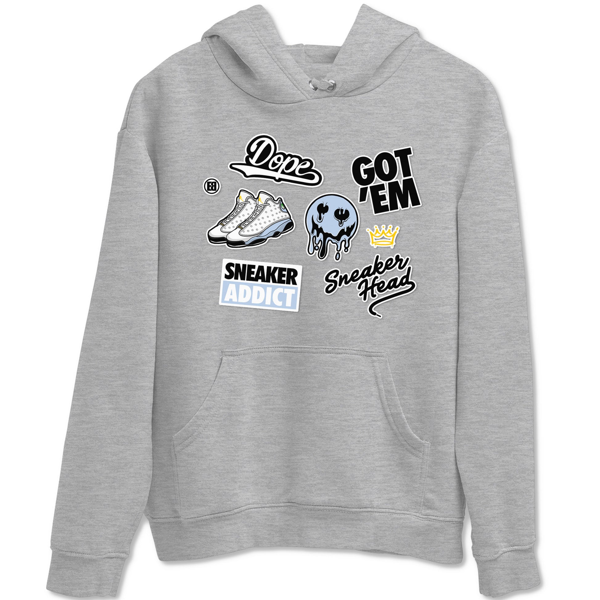 13s Blue Grey shirt to match jordans Sneakerhead Sticker sneaker tees Air Jordan 13 Retro Blue Grey SNRT Sneaker Release Tees unisex cotton Heather Grey 2 crew neck shirt