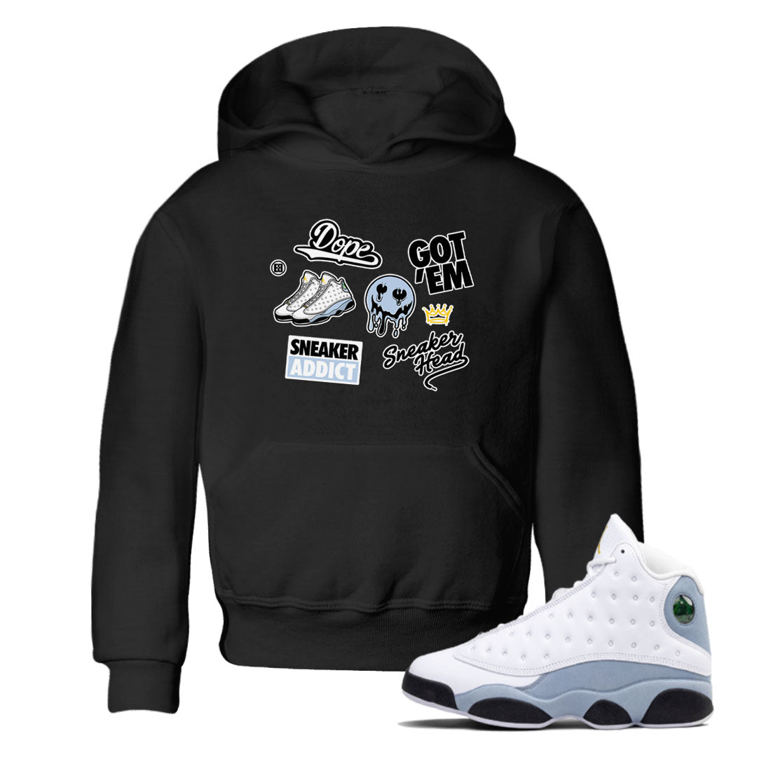 13s Blue Grey shirt to match jordans Sneakerhead Sticker sneaker tees Air Jordan 13 Retro Blue Grey SNRT sneaker release tees baby toddler Black 1 cotton Shirt