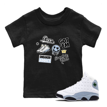13s Blue Grey shirt to match jordans Sneakerhead Sticker sneaker tees Air Jordan 13 Retro Blue Grey SNRT sneaker release tees baby toddler Black 1 cotton Shirt