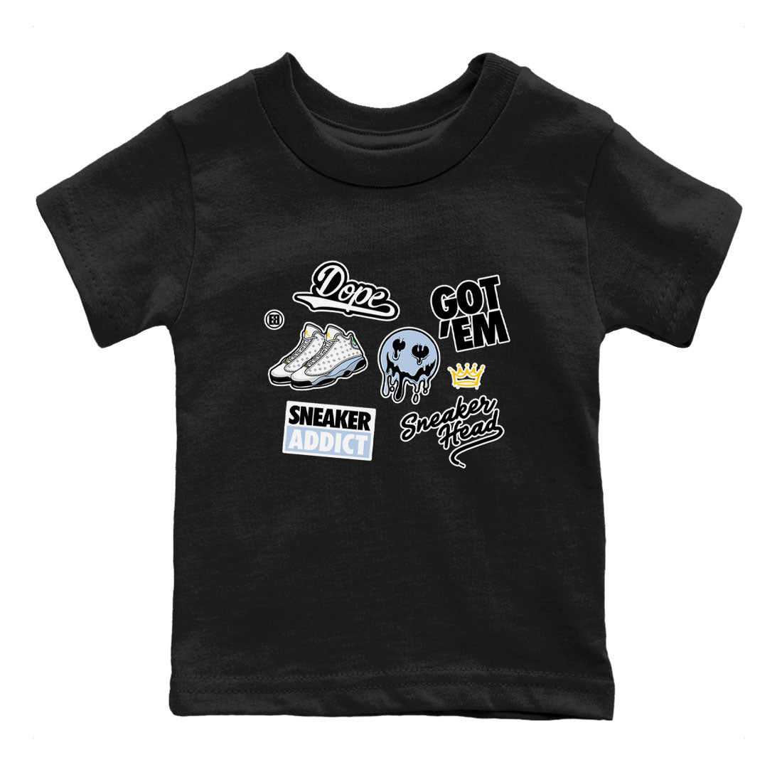 13s Blue Grey shirt to match jordans Sneakerhead Sticker sneaker tees Air Jordan 13 Retro Blue Grey SNRT sneaker release tees baby toddler Black 2 cotton Shirt