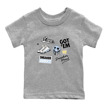 13s Blue Grey shirt to match jordans Sneakerhead Sticker sneaker tees Air Jordan 13 Retro Blue Grey SNRT sneaker release tees baby toddler Heather Grey 2 cotton Shirt