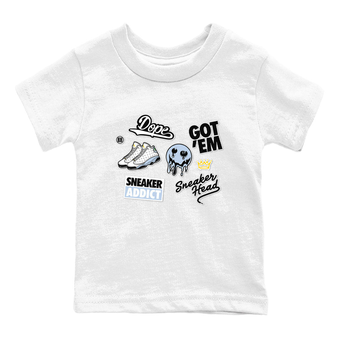 13s Blue Grey shirt to match jordans Sneakerhead Sticker sneaker tees Air Jordan 13 Retro Blue Grey SNRT sneaker release tees baby toddler White 2 cotton Shirt