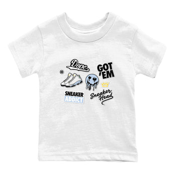 13s Blue Grey shirt to match jordans Sneakerhead Sticker sneaker tees Air Jordan 13 Retro Blue Grey SNRT sneaker release tees baby toddler White 2 cotton Shirt