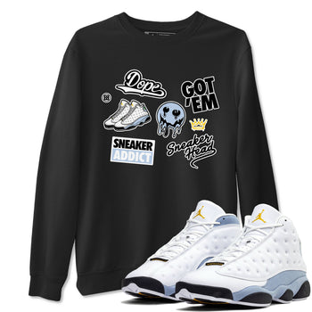 13s Blue Grey shirt to match jordans Sneakerhead Sticker sneaker tees Air Jordan 13 Retro Blue Grey SNRT Sneaker Release Tees unisex cotton Black 1 crew neck shirt