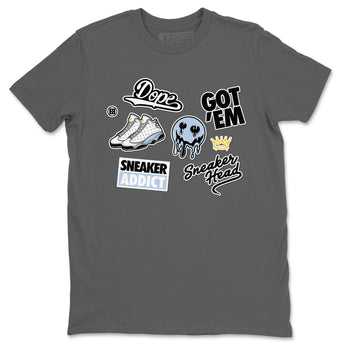 13s Blue Grey shirt to match jordans Sneakerhead Sticker sneaker tees Air Jordan 13 Retro Blue Grey SNRT Sneaker Release Tees unisex cotton Cool Grey 2 crew neck shirt