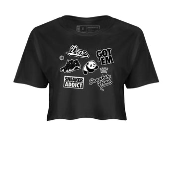 14s Panda shirt to match jordans Sneakerhead Sticker sneaker tees Air Jordan 14 Panda SNRT Sneaker Release Tees Black 2 crop length shirt