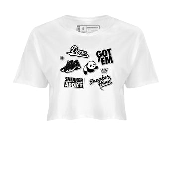 14s Panda shirt to match jordans Sneakerhead Sticker sneaker tees Air Jordan 14 Panda SNRT Sneaker Release Tees White 2 crop length shirt