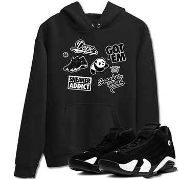 14s Panda shirt to match jordans Sneakerhead Sticker sneaker tees Air Jordan 14 Panda SNRT Sneaker Release Tees unisex cotton Black 1 crew neck shirt
