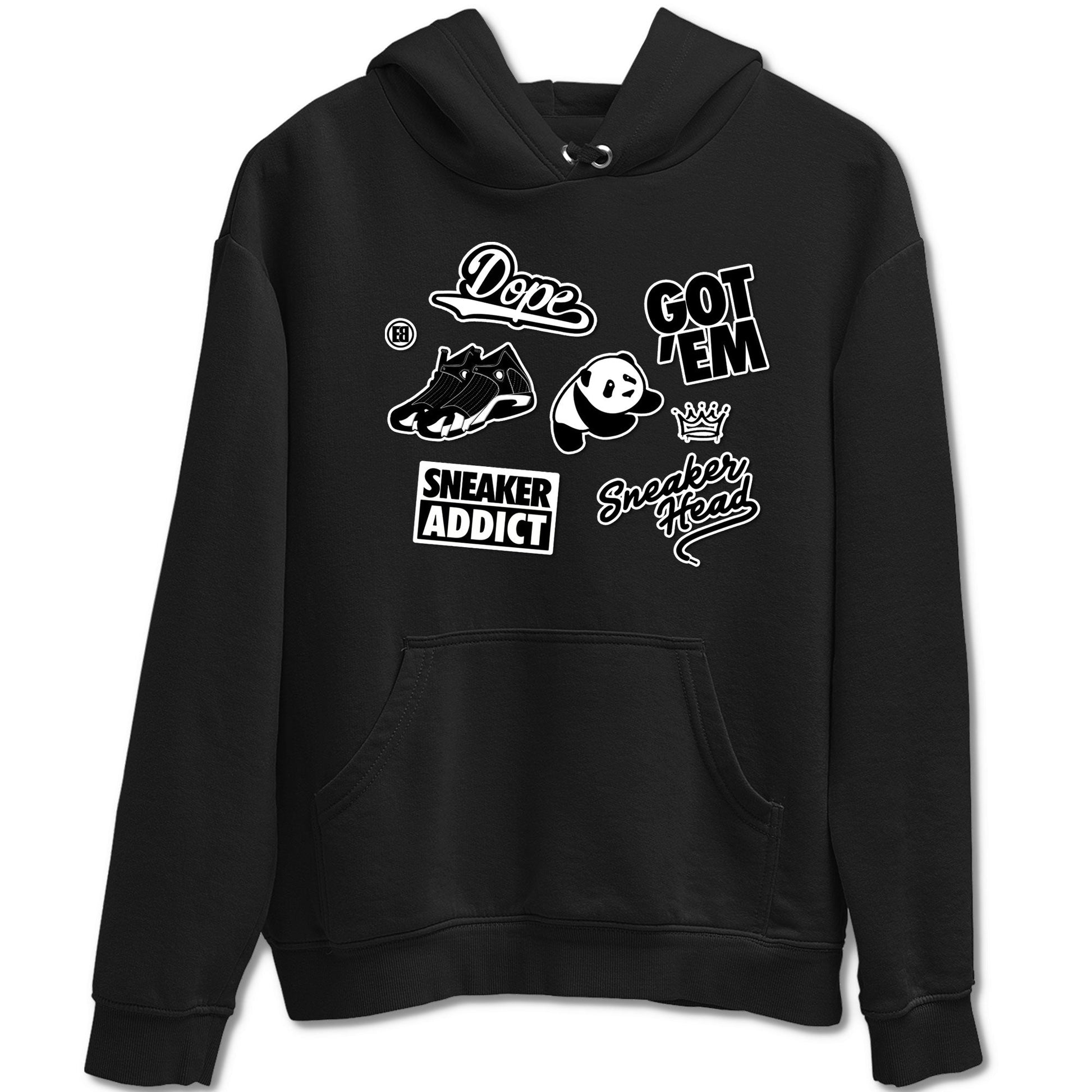 14s Panda shirt to match jordans Sneakerhead Sticker sneaker tees Air Jordan 14 Panda SNRT Sneaker Release Tees unisex cotton Black 2 crew neck shirt
