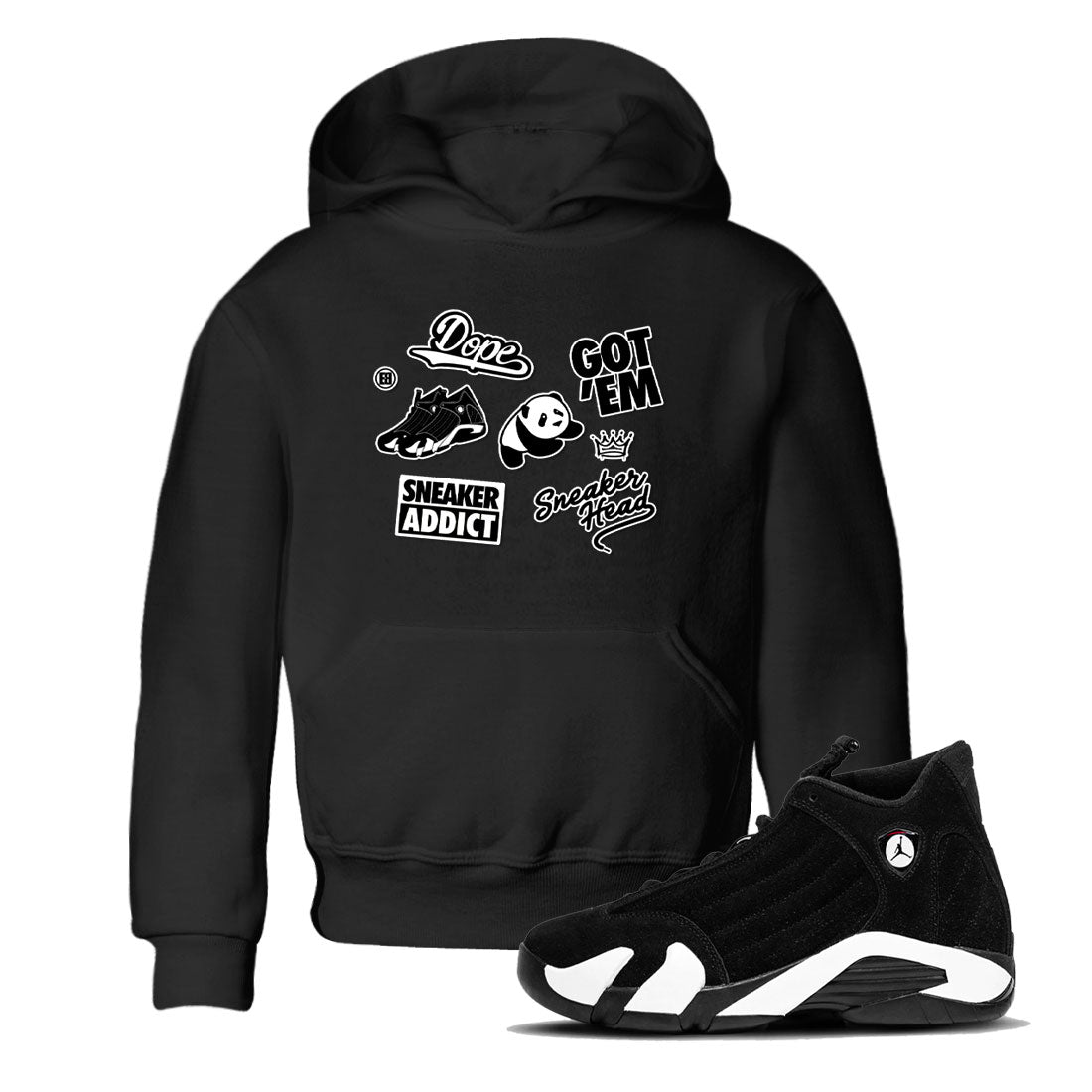 14s Panda shirt to match jordans Sneakerhead Sticker sneaker tees Air Jordan 14 Panda SNRT sneaker release tees baby toddler Black 1 cotton Shirt