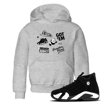 14s Panda shirt to match jordans Sneakerhead Sticker sneaker tees Air Jordan 14 Panda SNRT sneaker release tees baby toddler Heather Grey 1 cotton Shirt