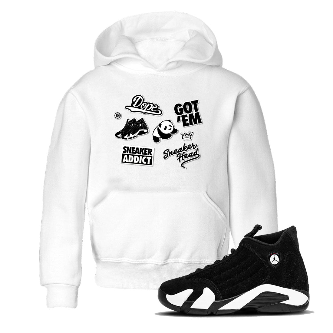14s Panda shirt to match jordans Sneakerhead Sticker sneaker tees Air Jordan 14 Panda SNRT sneaker release tees baby toddler White 1 cotton Shirt